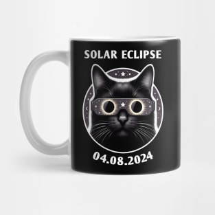 Total Solar Eclipse 2024 - A Cat Wearing Solar Eclipse Glasses Mug